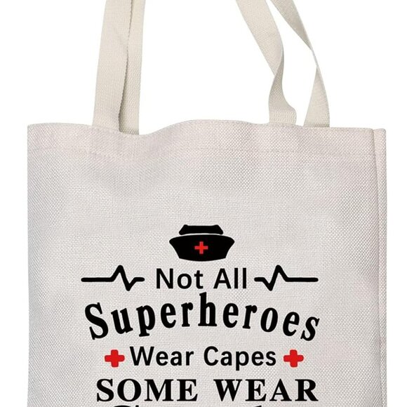 Nursing Gift Tote Bag Polyester Large Capacity Not All Superheroes Wear Capes - Picture 5 of 5